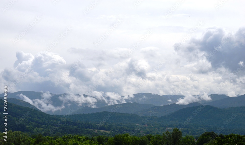landscape of the hills in the clouds