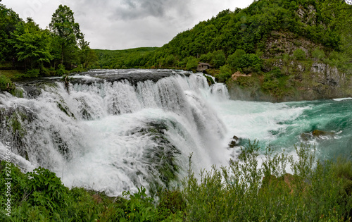 Strbacki buk    trba  ki buk  waterfall is a 25 m high waterfall on the Una River. It is greatest waterfall in Bosnia and Herzegovina.