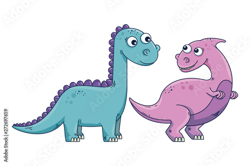 cute diplodocus couple comic characters