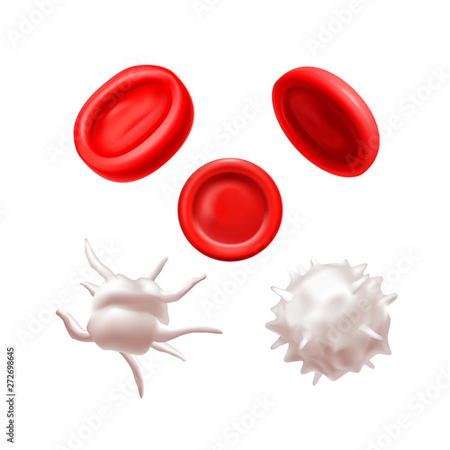 Isolated Blood Cells Set in Realistic Style