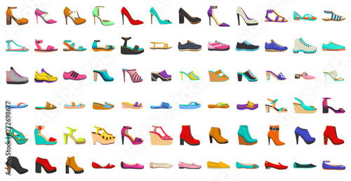 Isolated Women Shoes Set in Cartoon Style