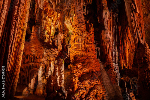 Cave stalactites, stalagmites, and other formations at Luray Caverns. VA. USA.