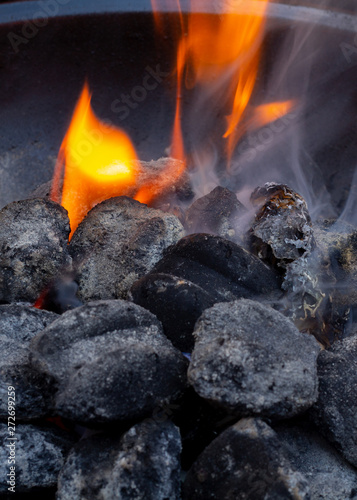 hot burning charcoal for barbecue