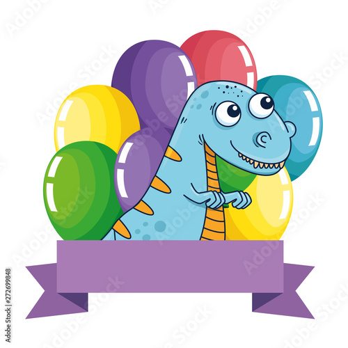 cute tyrannosaurus rex with balloons helium frame