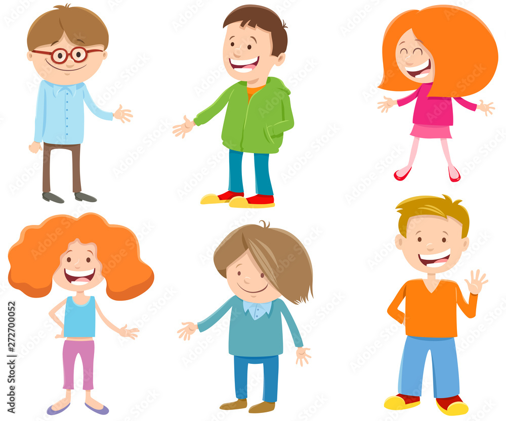 cartoon happy kids ant teen characters set cartoon happy kids ant teen characters set