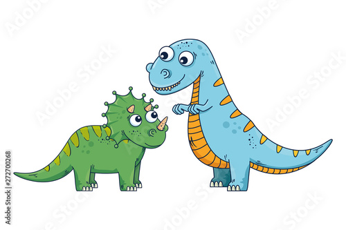 cute triceratops and tyrannosaurus rex characters