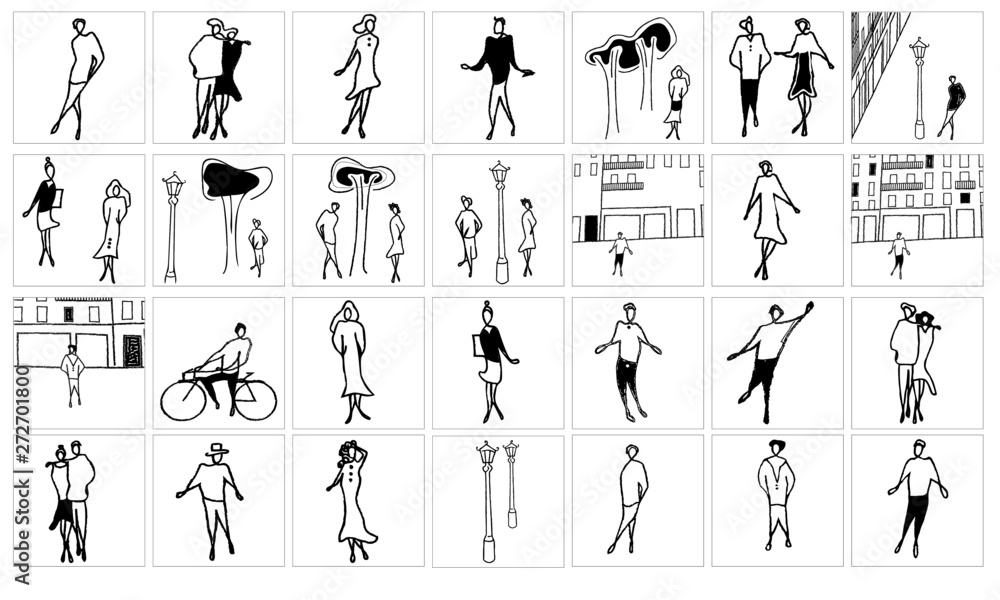 Ensemble de vecteurs stylisés silhouette personne