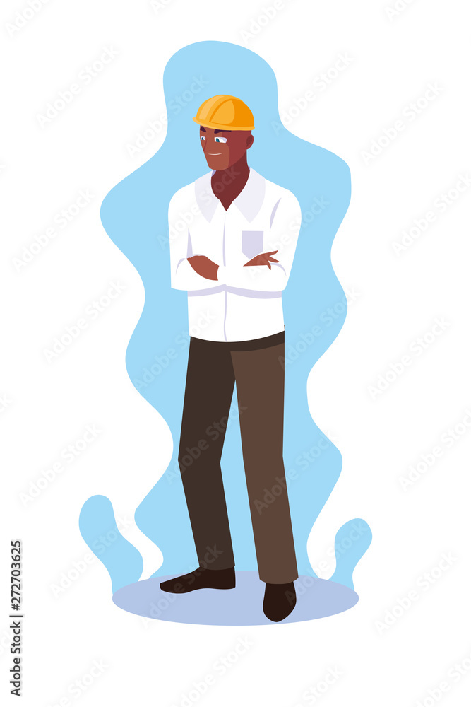 Avatar cartoon engineer man design icon vector ilustration