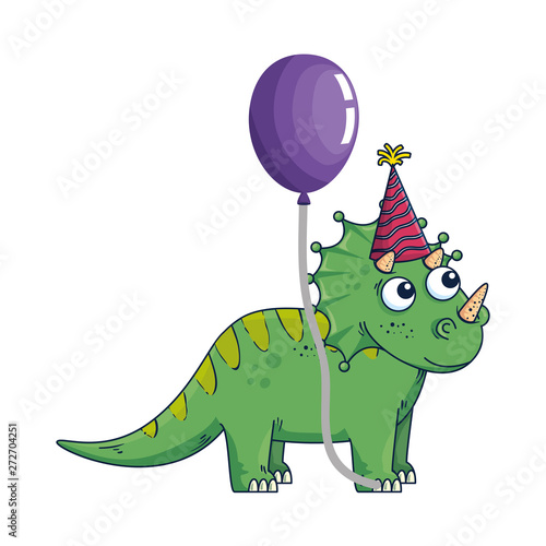 cute triceratops with balloon helium