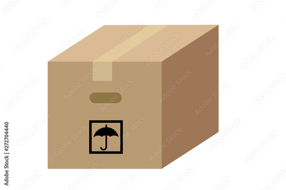 ケアマーク 水濡れ防止のマークのロゴのダンボール 荷造りされた段ボールのイラスト アイソメトリック Stock Vector Adobe Stock