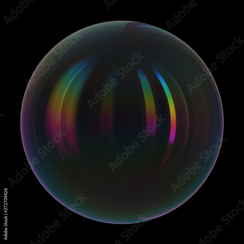 Sphere bubble black oil drop close-up circle ball