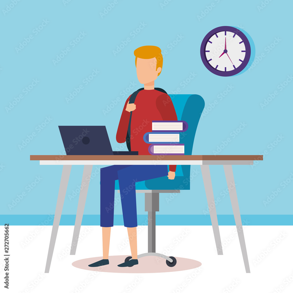 young man working in the office vector illustration young man working in the office vector illustration