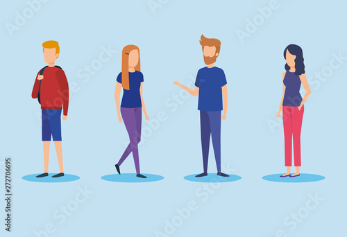 group of young people characters vector illustration design vector illustrator