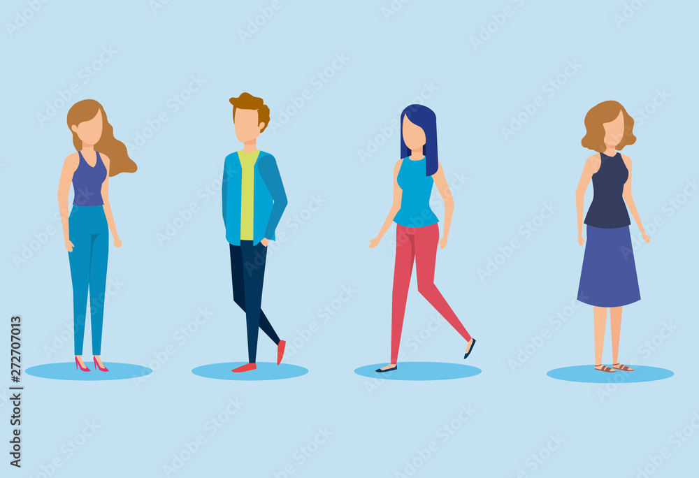 Fototapeta premium group of young people characters vector illustration design vector illustrator