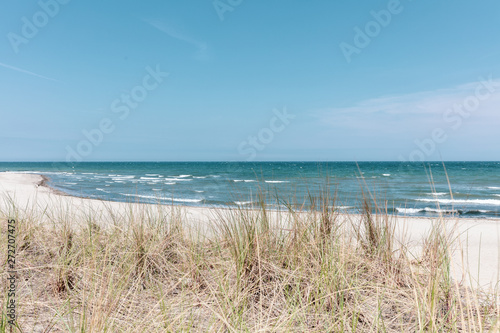 the view over the dune of the Baltic Sea in beautiful weather