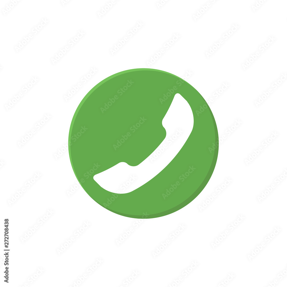 colored green handset icon in flat style colored green handset icon in flat style