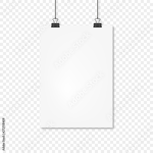 sheet on clothespin with shadow, transparent background