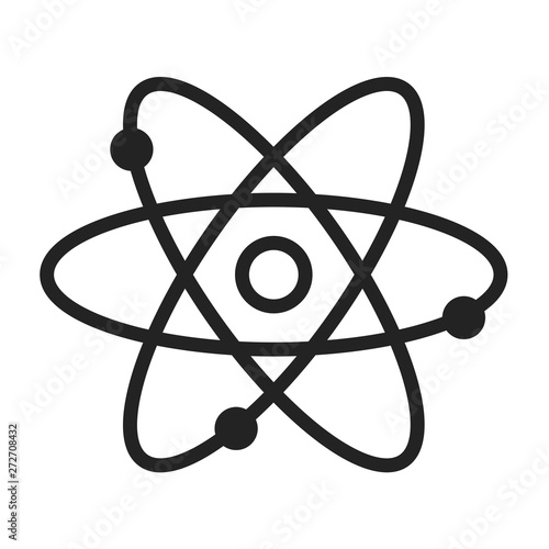 Icon of nuclear power. Atom, molecule, model. Energy industry concept. Can be used for topics like industry, physics, research.