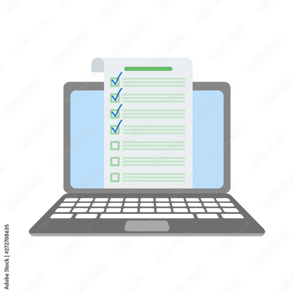 check list on laptop under in flat check list on laptop under in flat