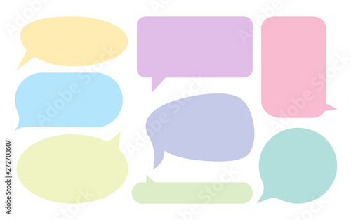 set of color comic speech bubbles in flat