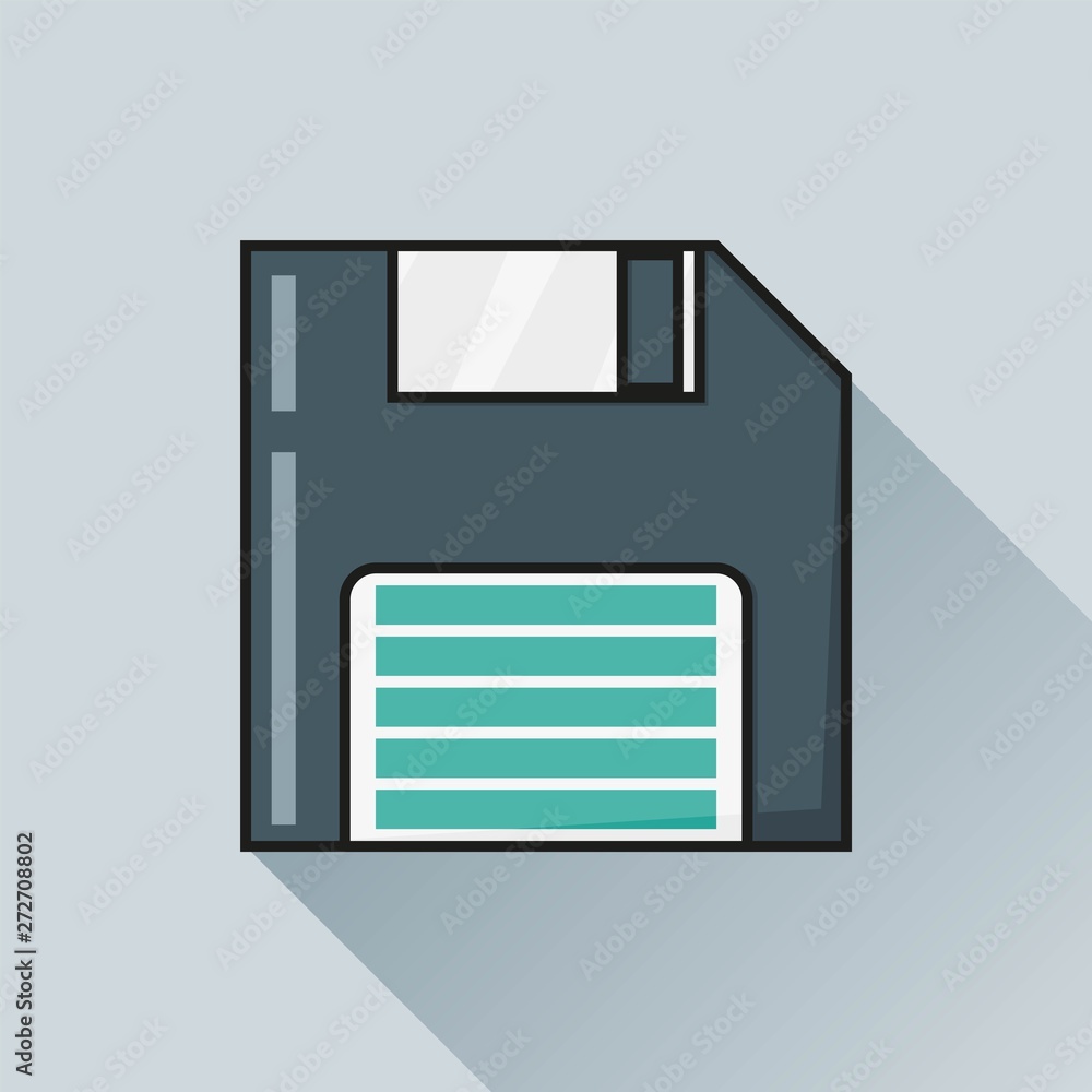 diskette with shadow on blue background, vector diskette with shadow on blue background, vector