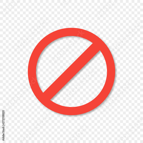 red ban icon on transparent background with shadow