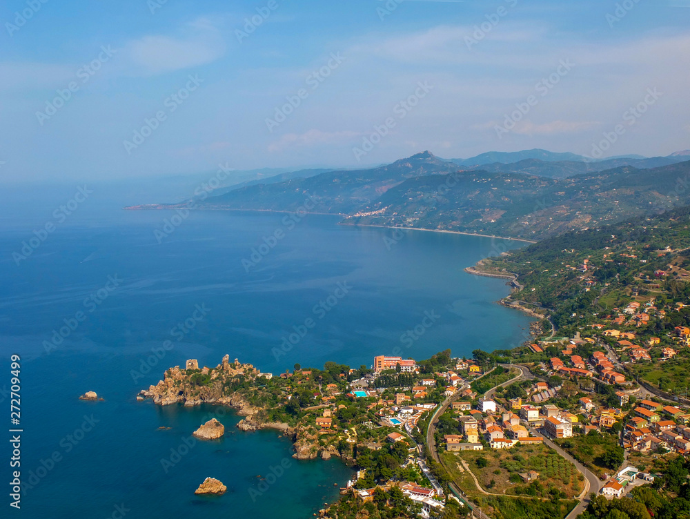 aerial top view of Sicialian city Cefalu