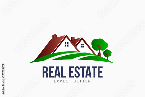 Real Estate Roofs house Landscape logo