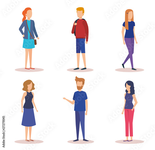 group of young people characters vector illustration design vector illustrator