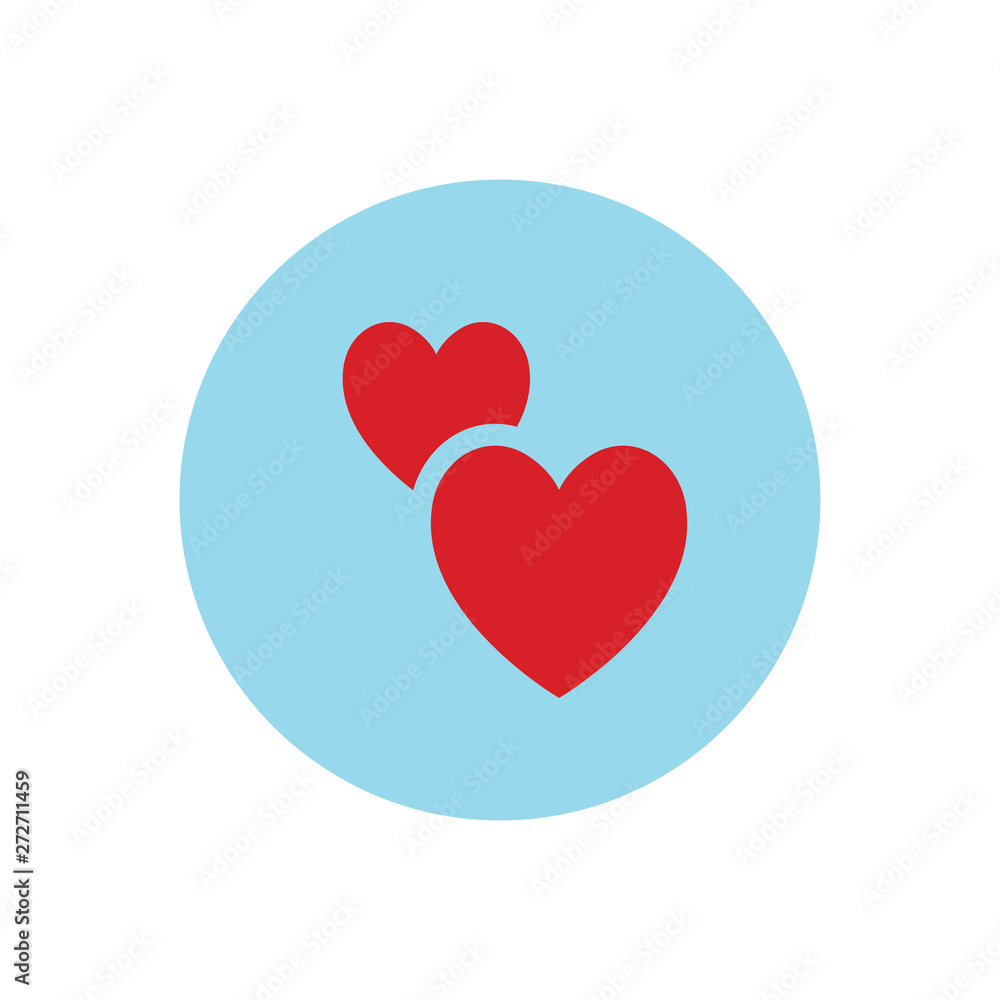 Two hearts icon, vector isolated love symbol. Double heart button. Two hearts icon, vector isolated love symbol. Double heart button.