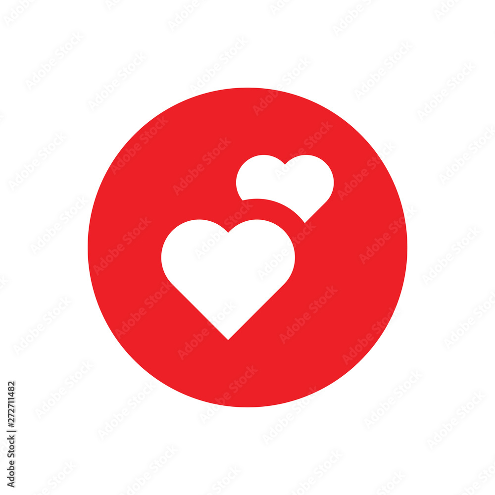 Two hearts icon, vector isolated love symbol. Double heart button. Two hearts icon, vector isolated love symbol. Double heart button.