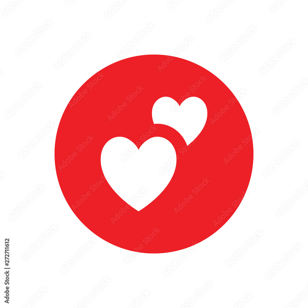 Two hearts icon, vector isolated love symbol. Double heart button. Two hearts icon, vector isolated love symbol. Double heart button.