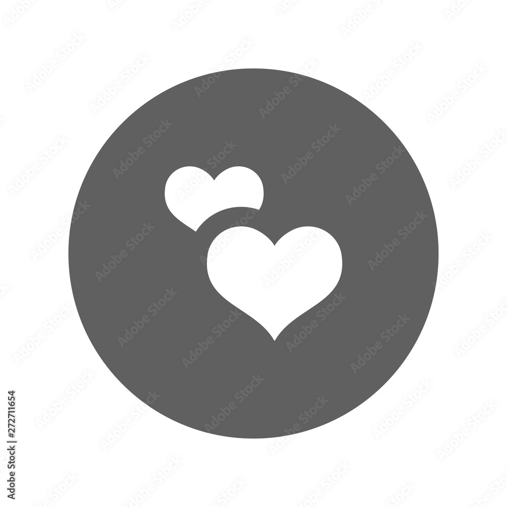 Two hearts icon, vector isolated love symbol. Double heart button. Two hearts icon, vector isolated love symbol. Double heart button.