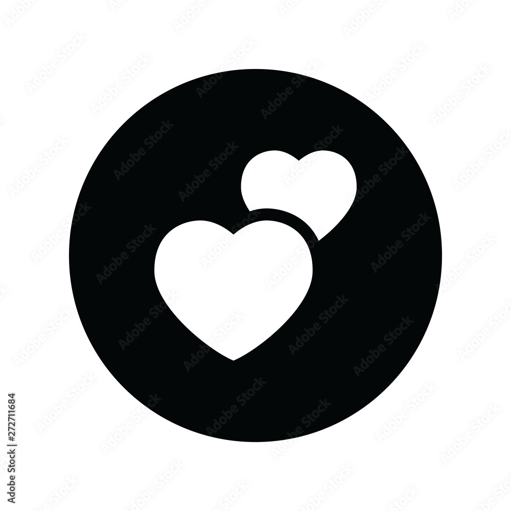 Two hearts icon, vector isolated love symbol. Double heart button. Two hearts icon, vector isolated love symbol. Double heart button.