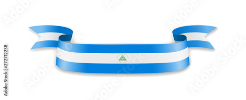 Nicaragua flag in the form of wave ribbon.