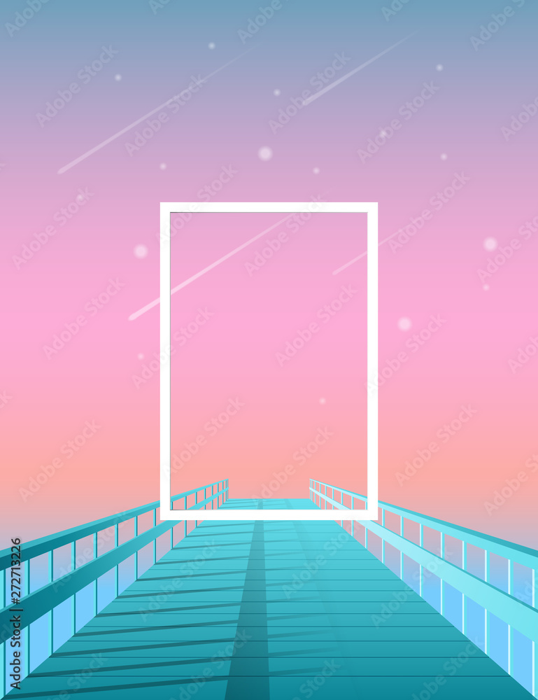 Frame at the end of pier - poster template with cool gradient modern background Frame at the end of pier - poster template with cool gradient modern background
