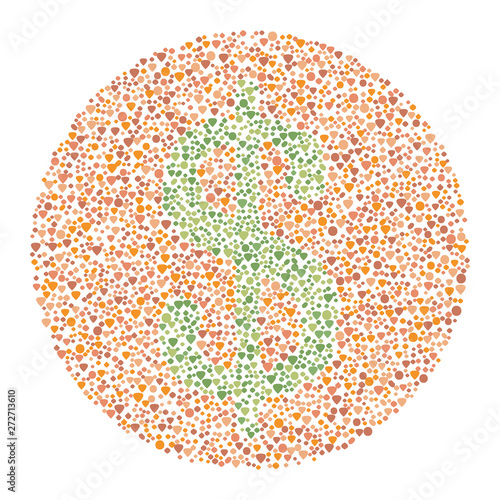 Daltonism Ishihara Test Red and Green Dollar Sign
