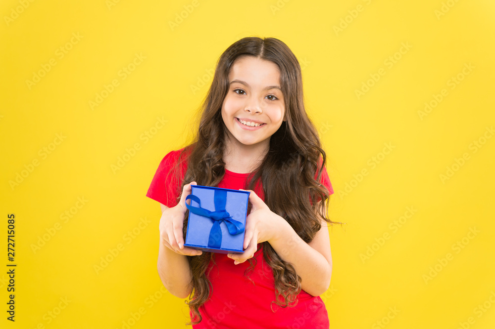 Feeling grateful for good gift. Surprise and pleasant present box. Child happy hold gift box. Kid girl delighted gift. Unexpected surprise. Celebrate birthday. Kid love birthday gift. Extra bonus Feeling grateful for good gift. Surprise and pleasant present box. Child happy hold gift box. Kid girl delighted gift. Unexpected surprise. Celebrate birthday. Kid love birthday gift. Extra bonus