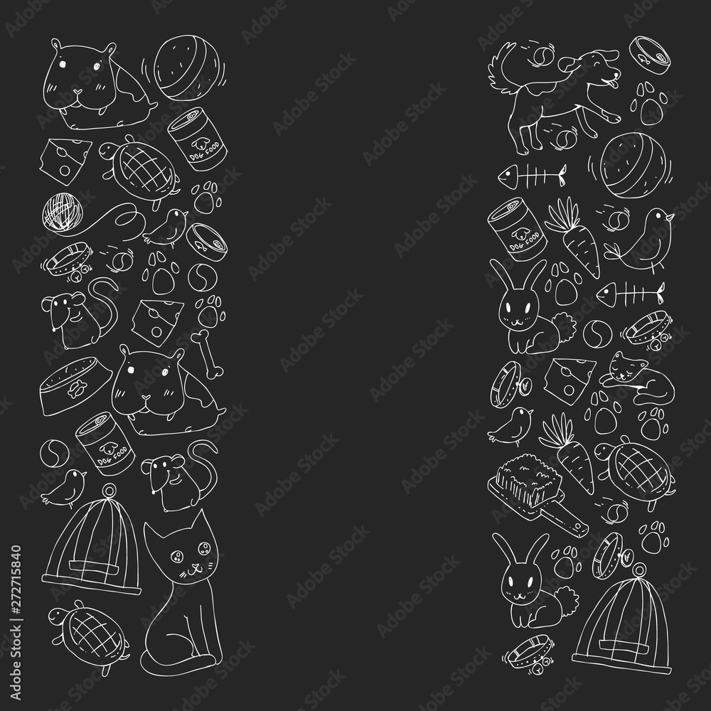 Pet shop. Vector illustration with animals, dog, cat, fish, Colorful background with kitten, bird, puppy. Veterinarian clinic. Pet shop. Vector illustration with animals, dog, cat, fish, Colorful background with kitten, bird, puppy. Veterinarian clinic.