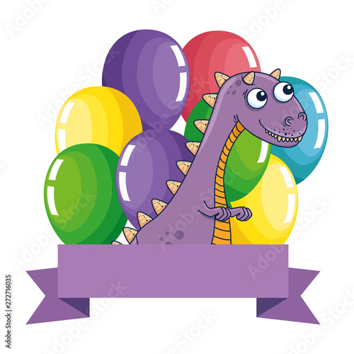 cute tyrannosaurus rex with balloons helium frame