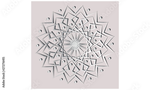 Vector paper mandala pattern with shadow