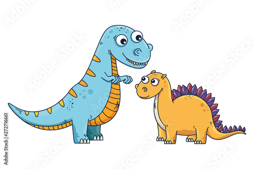 cute tyrannosaurus and diplodocus characters