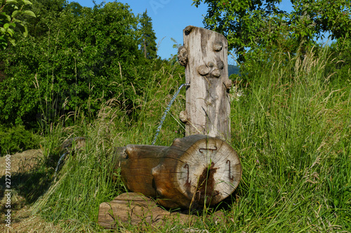 Alter Brunnen aus Holz im öffentlichen Obstgut, und Naherholungsgebiet Lichtental, Baden-Baden photo