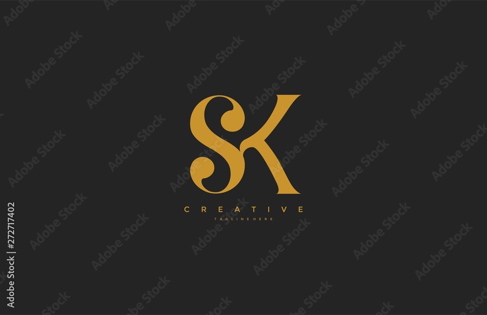 Elegant SK Letter Linked Monogram Logo Design Elegant SK Letter Linked Monogram Logo Design