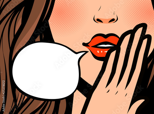 Woman face in pop art style. Vector illustration