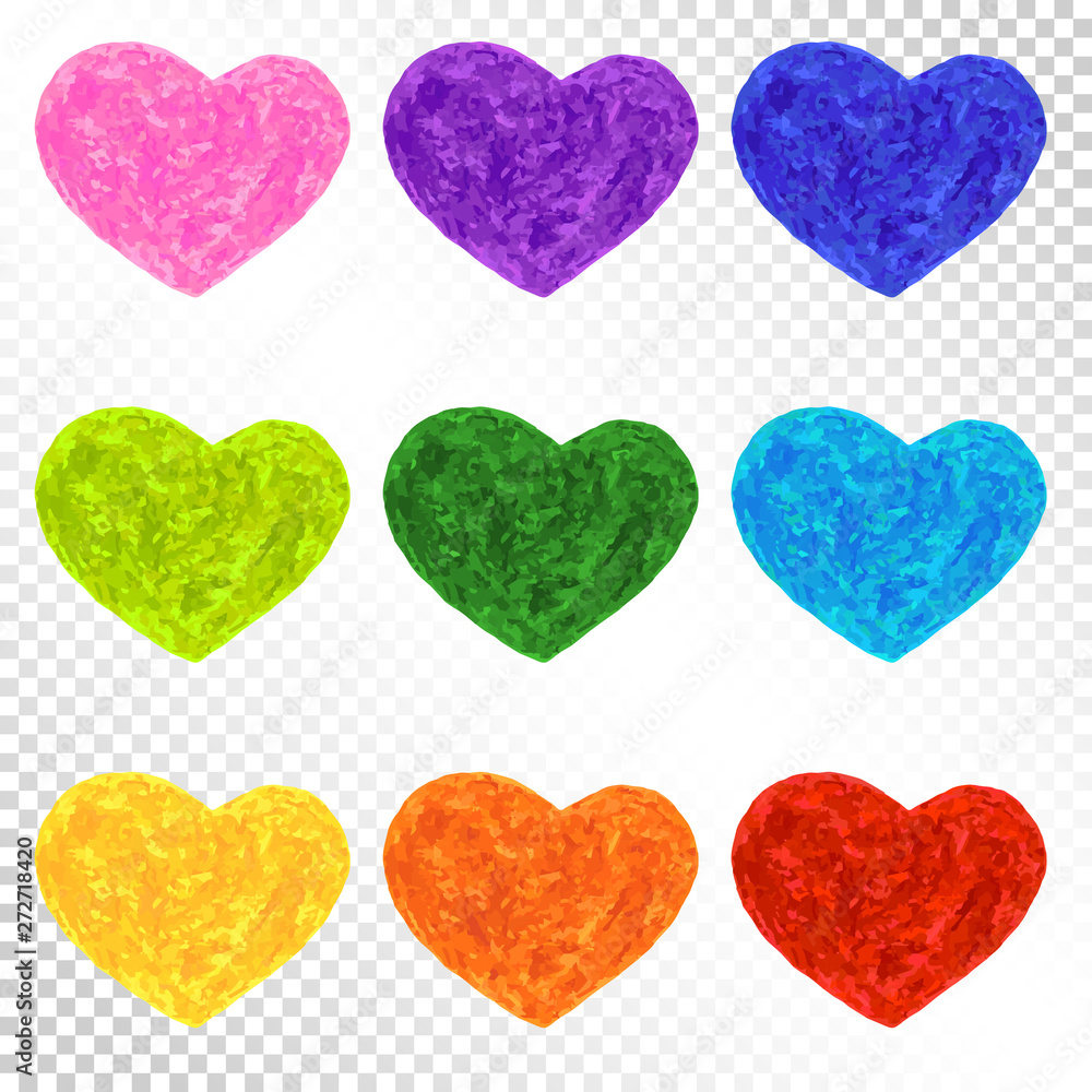 Fototapeta premium Set Rainbow Colorful Hearts