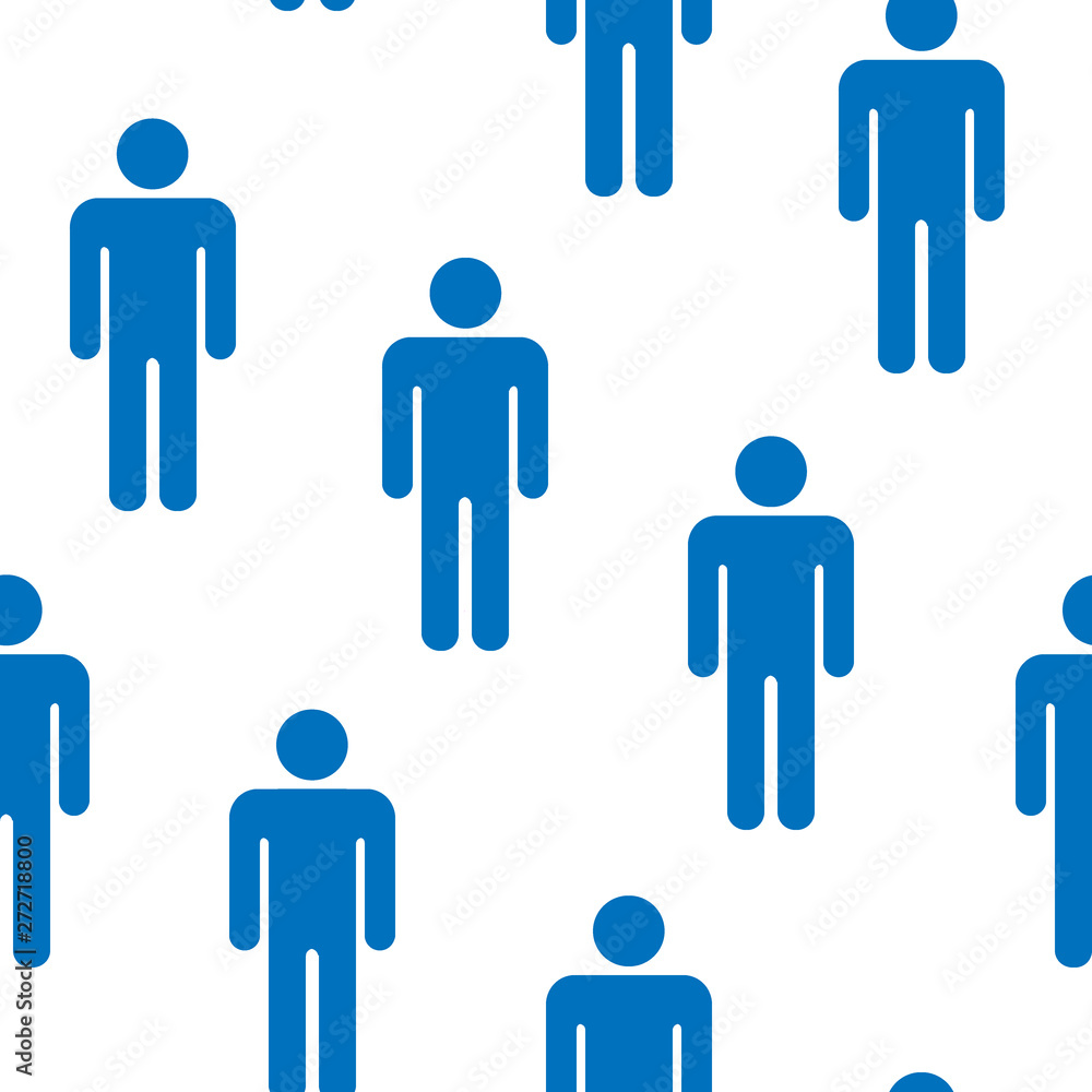 Seamless pattern with silhouettes of the person blue man. Vector illustration on white background Seamless pattern with silhouettes of the person blue man. Vector illustration on white background