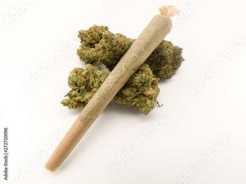 Marijuana Cannabis Buds and Joint Isolated Background