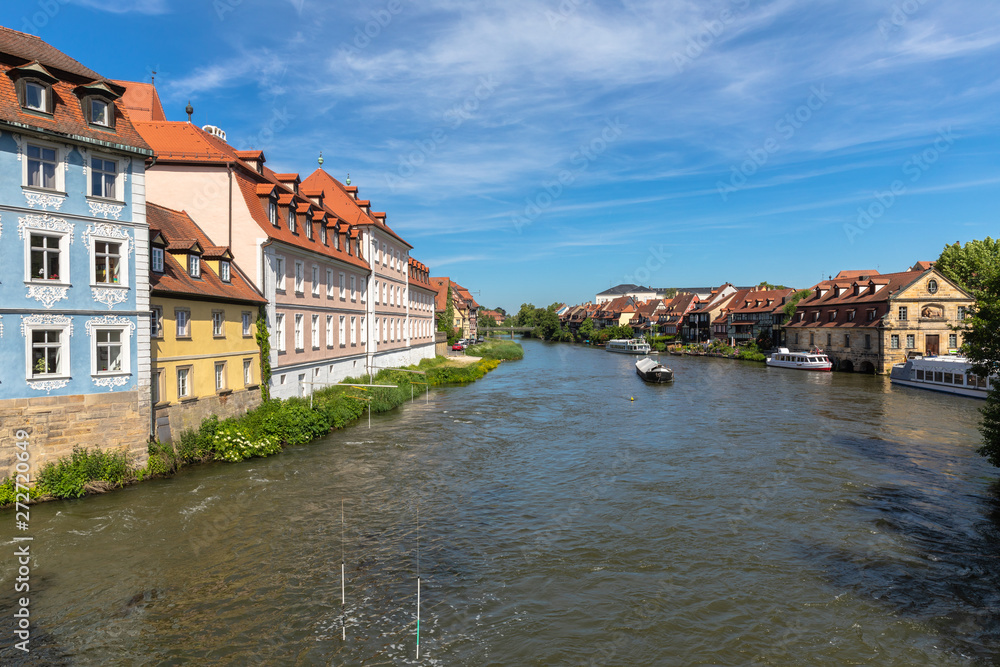 Beautiful view of the Little Venice in Bamberg from the old bridge