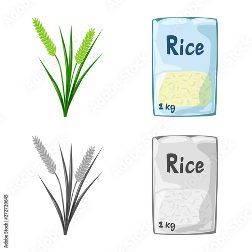 Vector design of crop and ecological icon. Collection of crop and cooking stock symbol for web.